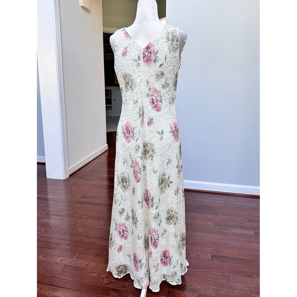Vintage‎ Y2K 2000s DressBarn CottageCore Valley Girl Coquette Floral Maxi Dress - Picture 5 of 11